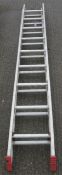 Two piece extending aluminium ladder.