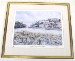 A. V. Pace - 'Clifton Suspension Bridge' Bristol in bloom signed limited edition print. No. 743/800.