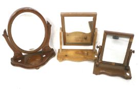 Three dressing table swing mirrors. All with wooden frames, Max.