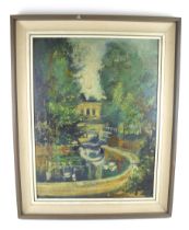 A 20th century Martin Fisher oil on board. Depicting Bath Sydney Gardens, unsigned, 59.