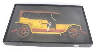 A Rolls Royce 'Silver Ghost' diorama. Framed and glazed, 49.