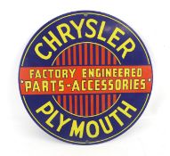 Automobilia - reproduction enamel sign 'Chrysler Plymouth'.