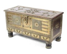 A Bahrain brass bound, punchwork and brass studded mule chest / trunk.