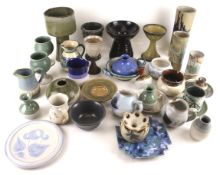 A collection of assorted art studio pottery items. Including vases, bowls, etc. Max.
