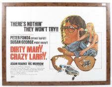 A vintage film advertising poster 'Dirty Mary Crazy Larry' (1974). Peter Fonda and Susan George.