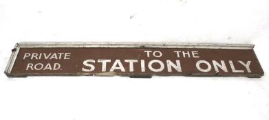 A 1950s wooden railway road sign from Portishaed railway station.
