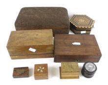 A collection of wooden boxes.