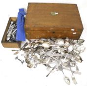A collection of silver-plated and stainless steel flatware and other items.
