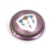 A Continental polychrome enamelled round compact.
