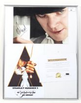 Film memorabilia : a Michael McDowell 'Clockwork Orange' signed photo. Framed and glazed.