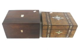 A Victorian jewellery box and a Victorian vanity box.