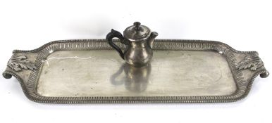 An EPNS silver-plated oblong tray in Empire style.