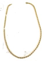 A vintage Italian 9ct gold hollow rope necklace. On bolt-ring clasp.