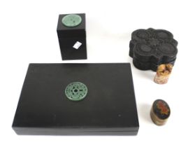 An assortment of Oriental boxes and collectables.