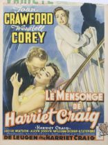 A vintage film poster 'Le Mensonge de Harriet Craig'.