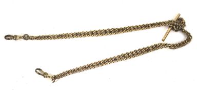 A rolled-gold curb link double 'Albert' or watch chain.