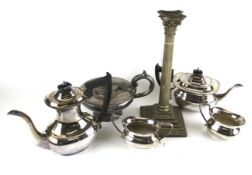 A collection of silver-plate to including a Viners of Sheffield oblong four piece tea and coffee
