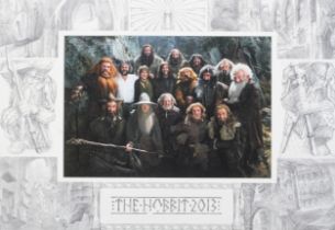 The Hobbit (2013) cast photograph with Peter Jackson. Framed and glazed.