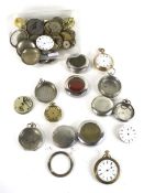 A collection of miscellaneous pocket watch movements and cases.