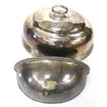 A Walker & Hall silver-plated oval meat dish cover.