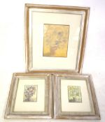 Three watercolour paintings by R. Maddalena signed. Framed and glazed, max.