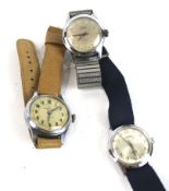 Three gentleman's stainless wrist watches.