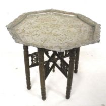An Anglo Indian metal tray top folding table.