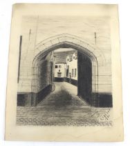 A charcoal sketch. Depicting a street scene, signed 'C. Lefeber 1931', 34.