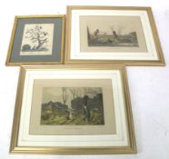 Three 19th century coloured prints.