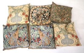 Six feather cushions with William Morris designs covers.