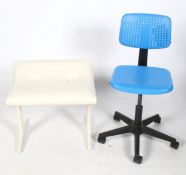 A mid-century Frank Guille Austinsuite dressing table stool and a contemporary office chair.