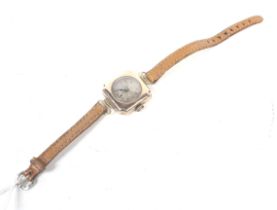 An early 20th century 9ct rose gold cased wrist watch, circa 1920.