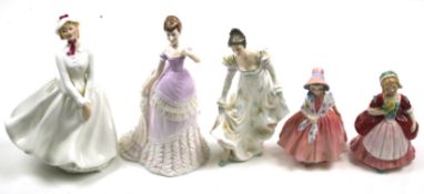 Five porcelain figures of ladies.