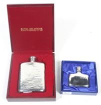 A Royal Selangor textured hip flask and another example.