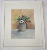 Carrie Diamond, watercolour, 'Anemones'. Signed lower right. Dated circa 1970 verso. 30cm x 23cm.
