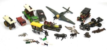 A collection of miscellaneous play worn die-cast toys.