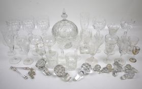 Assorted drinking glasses and a bonbon dish.