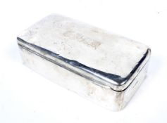A silver mounted rectangular wood-lined cigarette box.