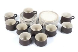 A mid-century Purbeck Studio Pottery 'Brown Diamond' stoneware tea coffee service.
