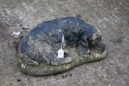 Garden stone ornament of a cocker spaniel dog.