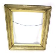 An empty gilt wood picture frame. Interior dimensions 51cm x 61cm & exterior dimensions 71cm x 80.