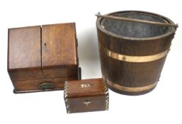 A collection of three vintage wooden items.