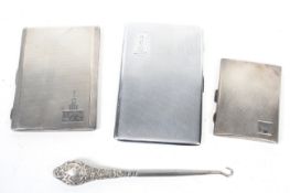 Two silver cigarette cases and other items; comprising;