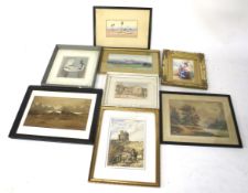Eight paintings and prints by various artists.