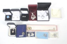 A collection of sterling silver jewellery.