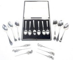 A set of six Art Deco style silver coffee spoons.
