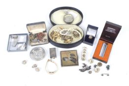 A small collection of costume jewellery and other items.