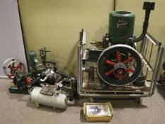 A vintage Lister Junior stationary engine. No 63508. H94cm and a vintage Lister water pump.