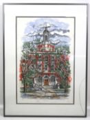 Ben Neiman signed limited edition print 'Dentistry Building'. Dated 1990. Framed and glazed.