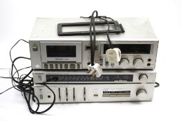A Technics tape deck, turner and amp. The tape deck Model no.